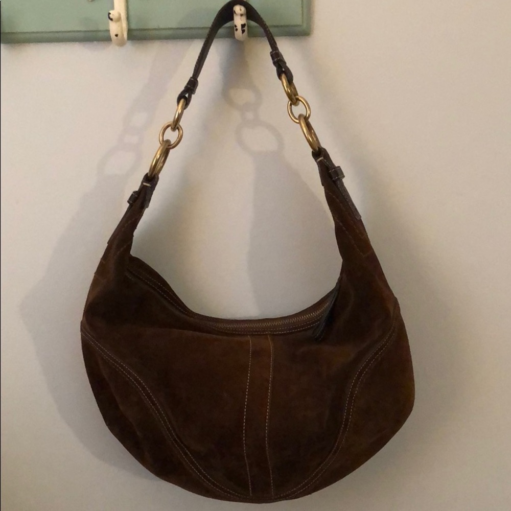 Coach Chocolate Brown Suede Hobo Purse
